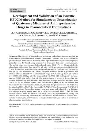 Development and Validation of an Isocratic HPLC Method for Simultaneous Determination of Quaternary Mixtures of Antihypertensive Drugs in Pharmaceutical Formulations