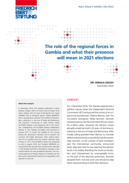 The Role of the Regional Forces in Gambia and What Their Presence Will Mean in 2021 Elections