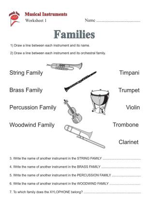 Families 2) Draw a Line Between Each Instrument and Its Orchestral Family
