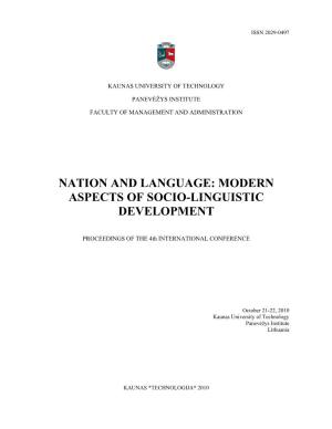 Nation and Language: Modern Aspects of Socio-Linguistic Development
