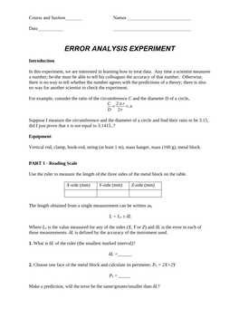 Error Analysis Experiment