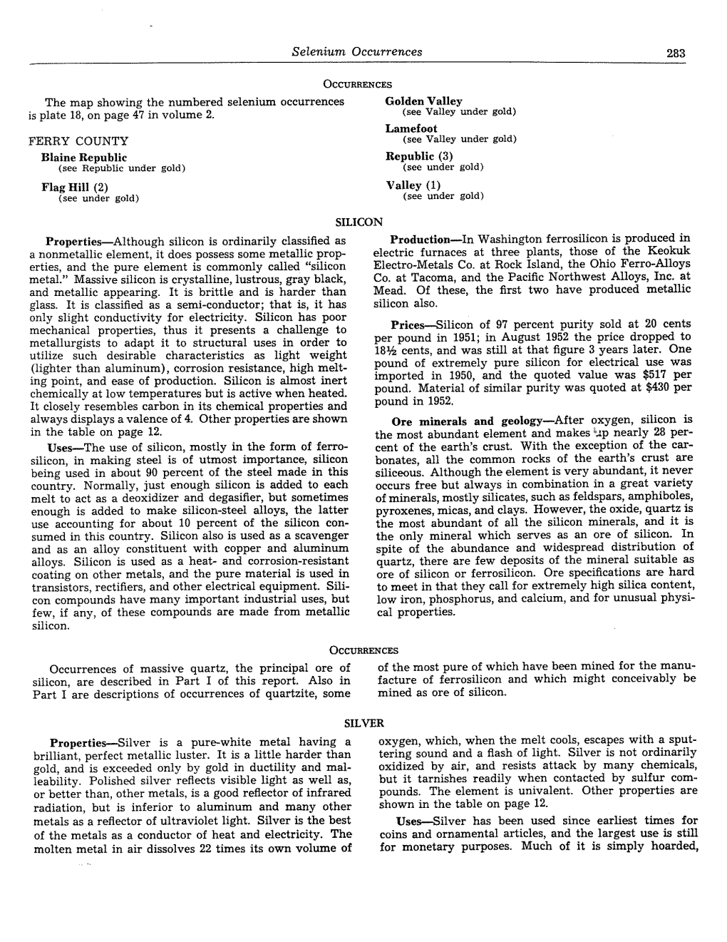 Bulletin 37, Inventory of Washington Minerals Part II, Metallic, Volume 1