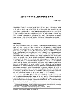 Jack Welch's Leadership Style
