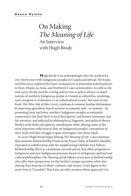 On Making the Meaning of Life an Interview with Hugh Brody