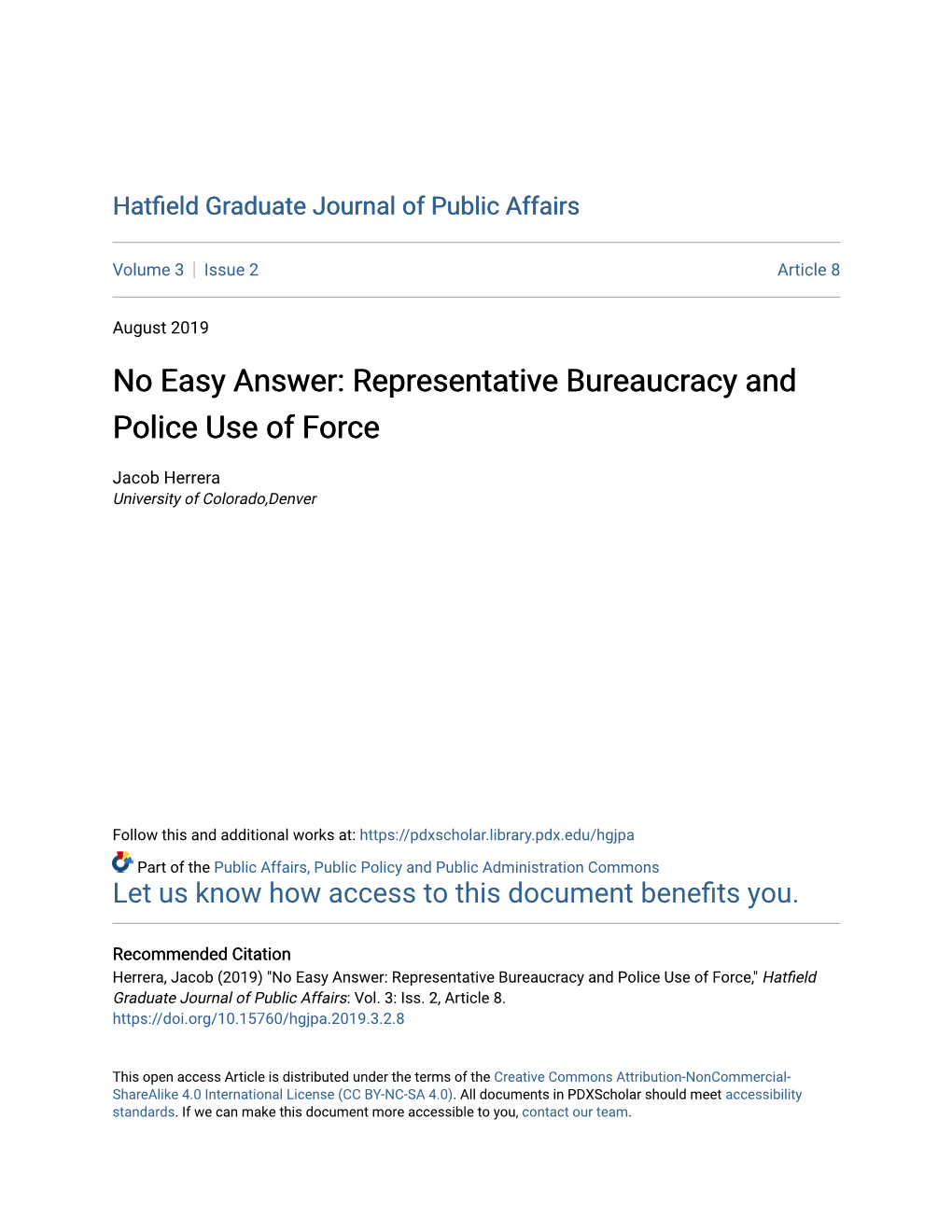 Representative Bureaucracy and Police Use of Force