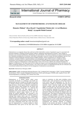 Management of Endometriosis: an Enigmatic Disease