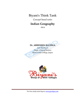 Biyani's Think Tank Concept Based Notes Indian Geography (M.A)