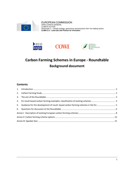 Carbon Farming Schemes in Europe - Roundtable Background Document