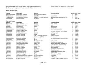 Vascular Plant Species List for Muolea Point (Not Complete Survey)