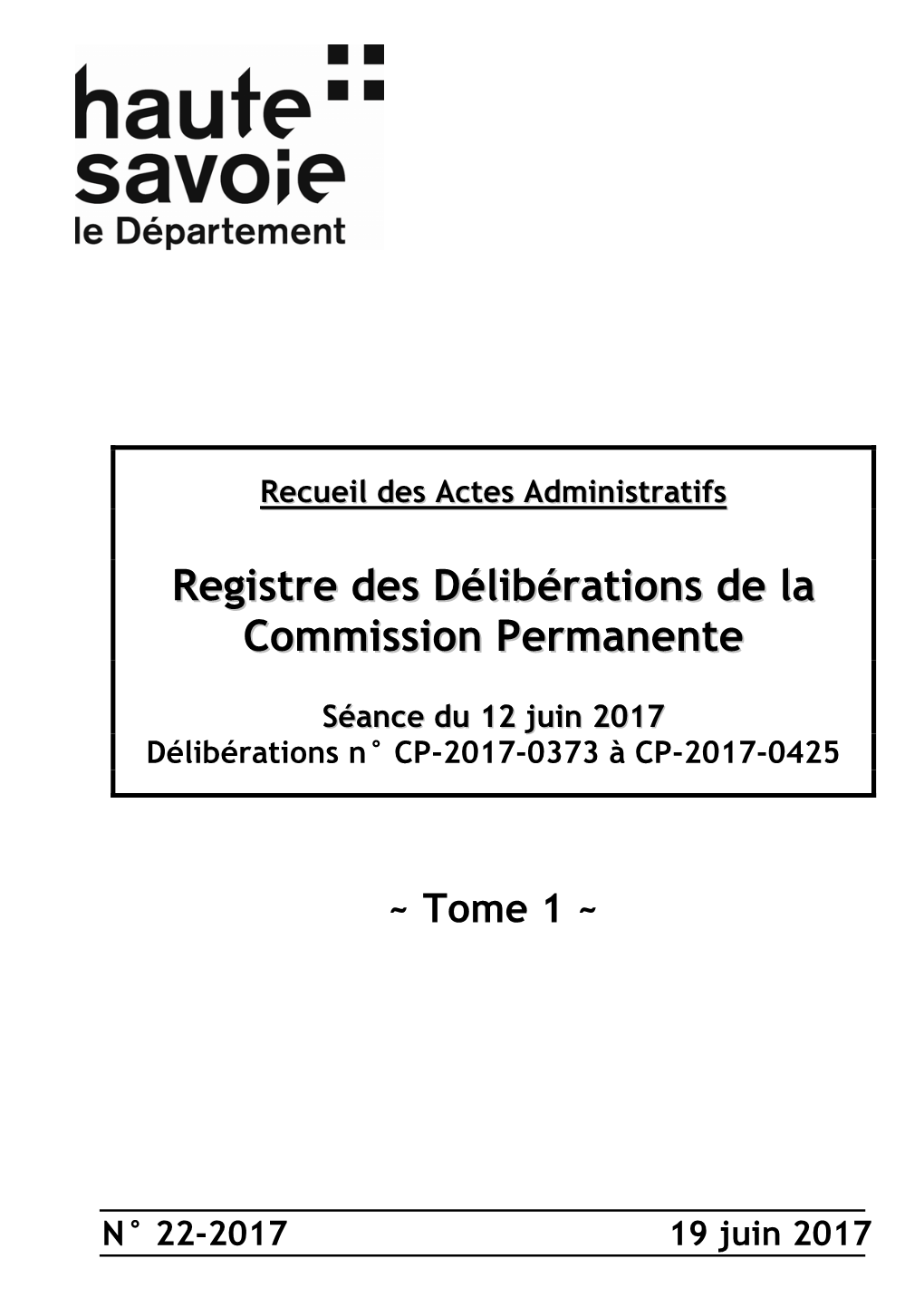 Registre Des Délibérations De La Commission Permanente Du 12 Juin