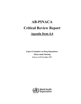 AB-PINACA Critical Review Report Agenda Item 4.4