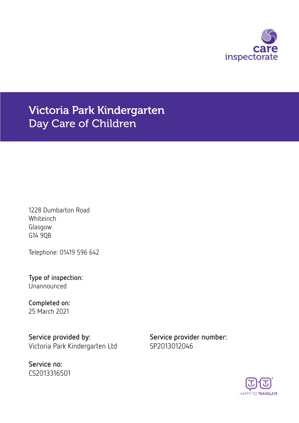 Victoria Park Kindergarten Day Care of Children