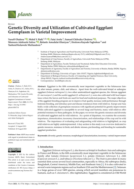 Genetic Diversity and Utilization of Cultivated Eggplant Germplasm in Varietal Improvement