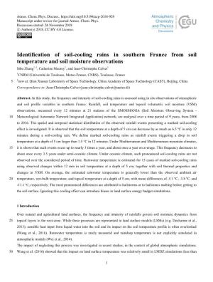 Identification of Soil-Cooling Rains in Southern France from Soil Temperature and Soil Moisture Observations