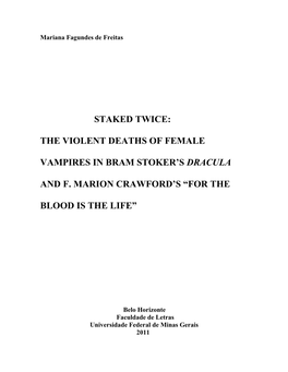 The Violent Deaths of Female Vampires in Bram Stoker's