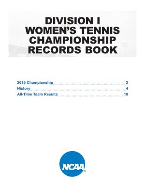 Division I Women's Tennis Championship Records Book