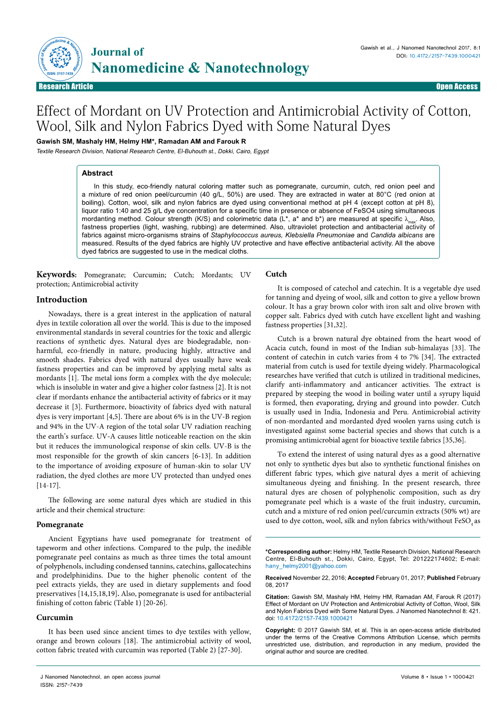 Effect of Mordant on UV Protection and Antimicrobial Activity of Cotton