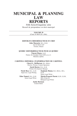 Municipal & Planning Law Reports