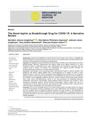 The Novel Aspirin As Breakthrough Drug for COVID-19: a Narrative Review