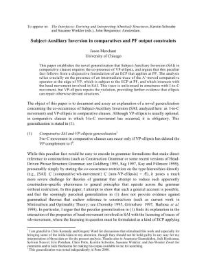 Subject-Auxiliary Inversion in Comparatives and PF Output Constraints