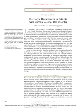 Electrolyte Disturbances in Patients with Chronic Alcohol-Use Disorder