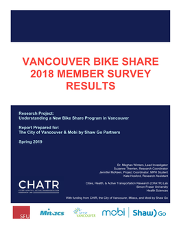 Vancouver Bike Share 2018 Member Survey Results