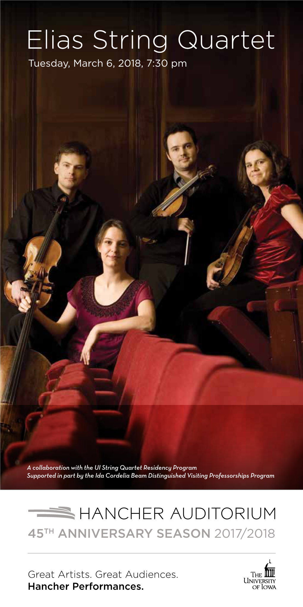 Elias String Quartet Tuesday, March 6, 2018, 7:30 Pm