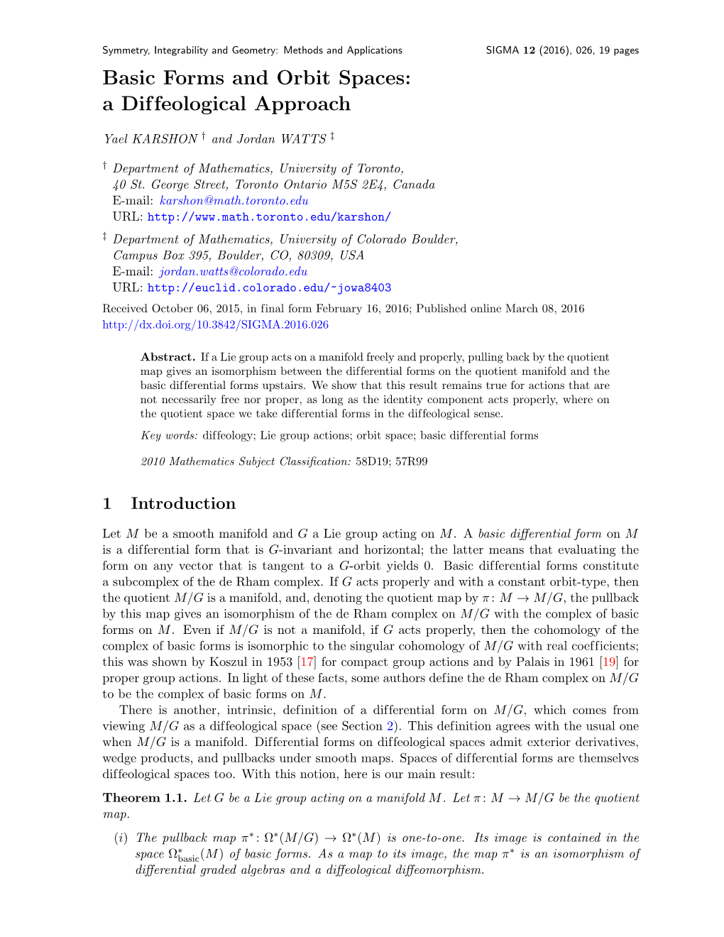 Basic Forms and Orbit Spaces: a Diffeological Approach