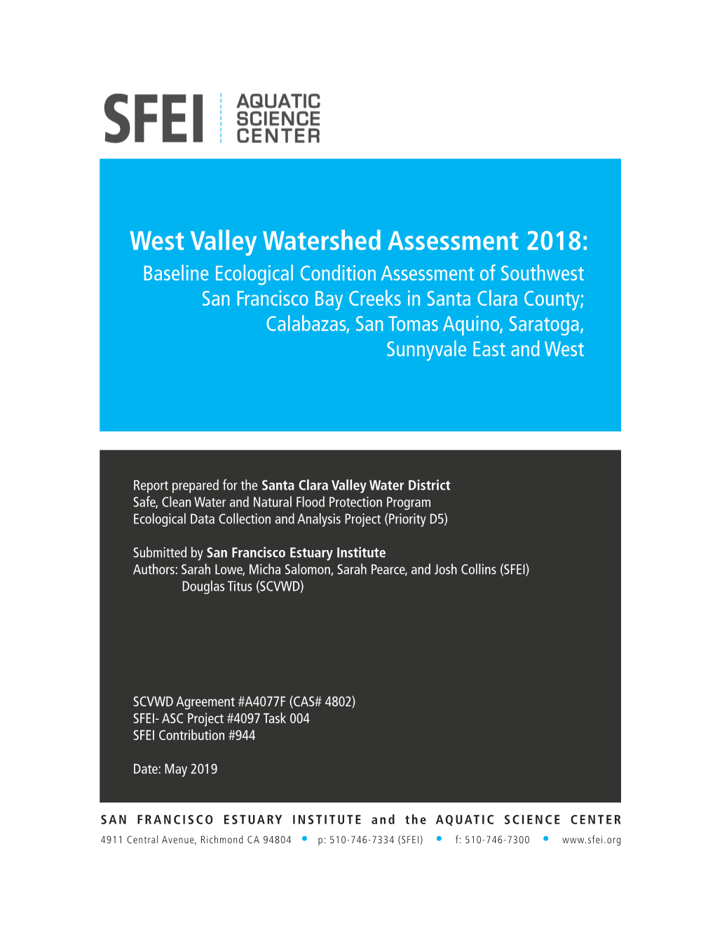 West Valley Watershed Assessment 2018
