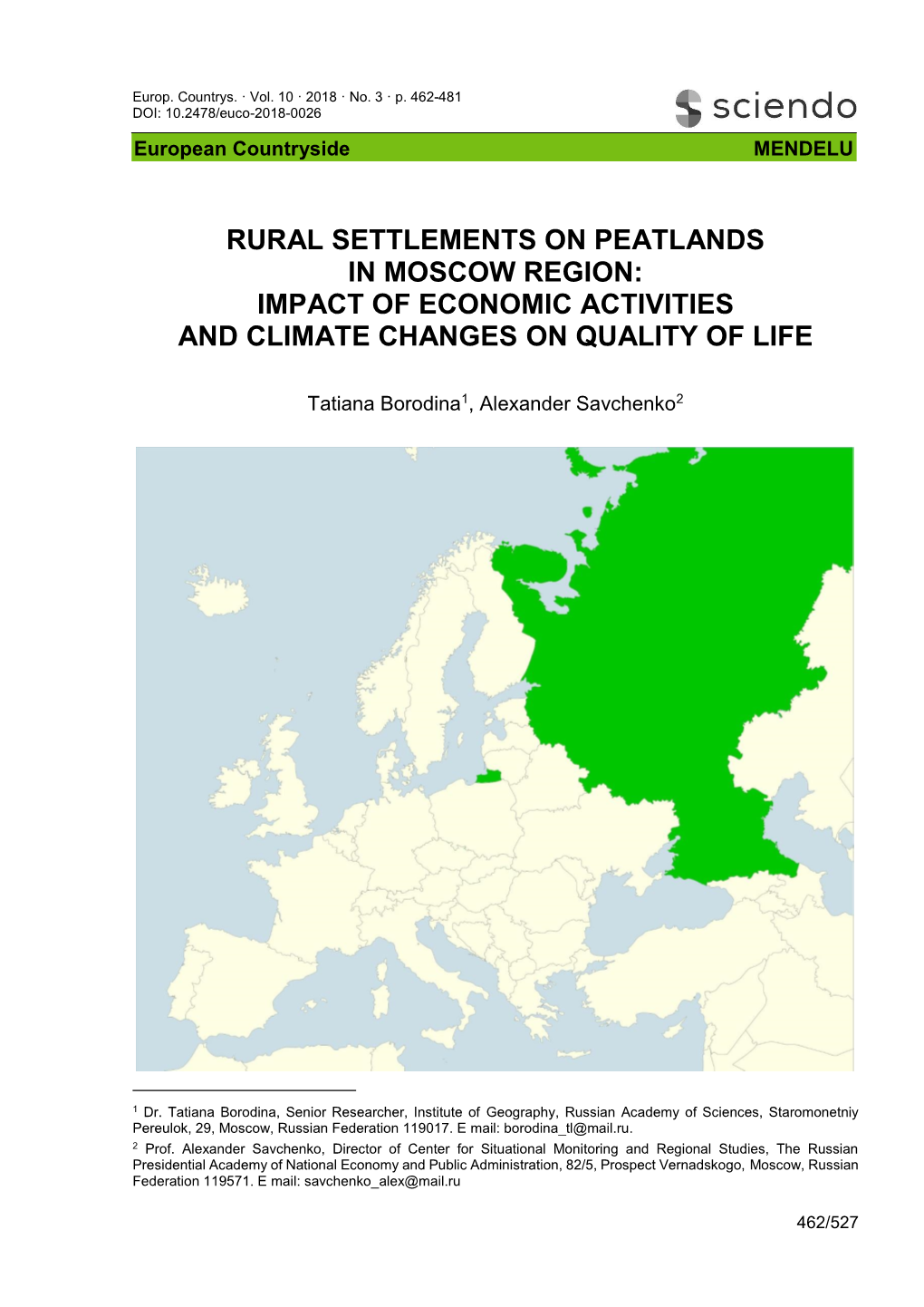 Built Environment and Spatial Planning in Rural Areas