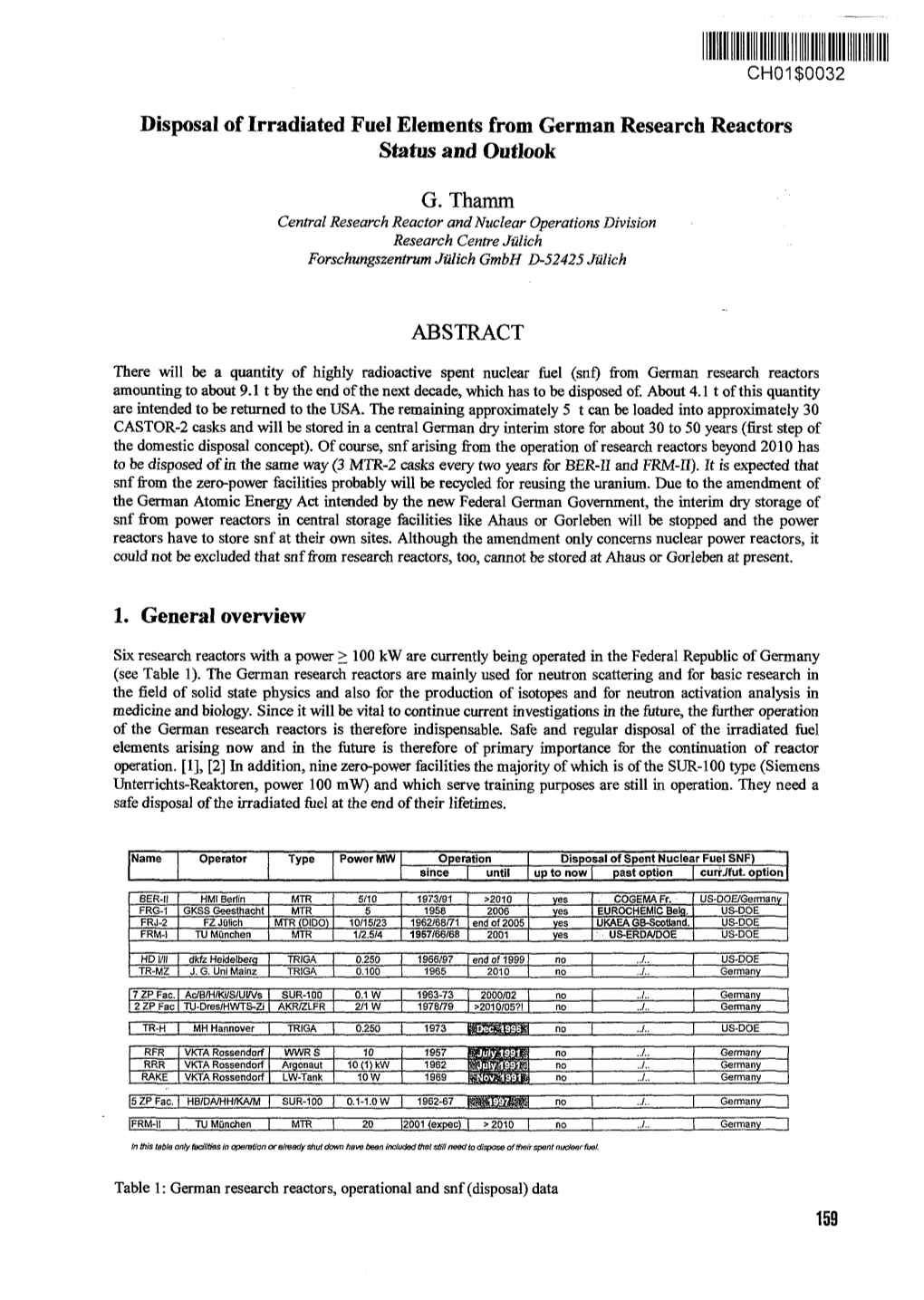 Disposal of Irradiated Fuel Elements from German Research Reactors Status and Outlook