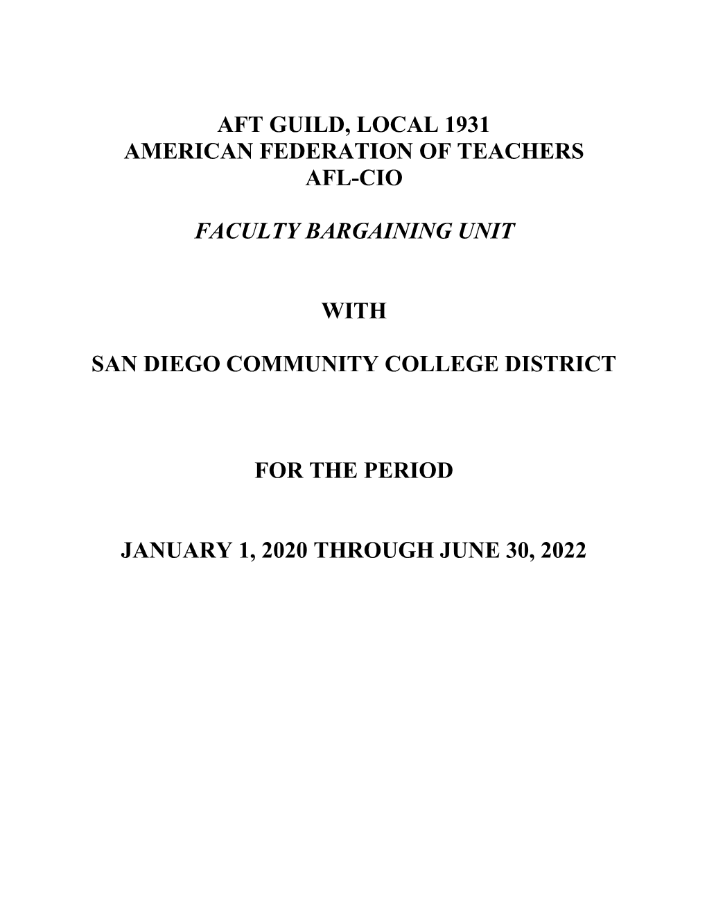 Aft Guild, Local 1931 American Federation of Teachers Afl-Cio