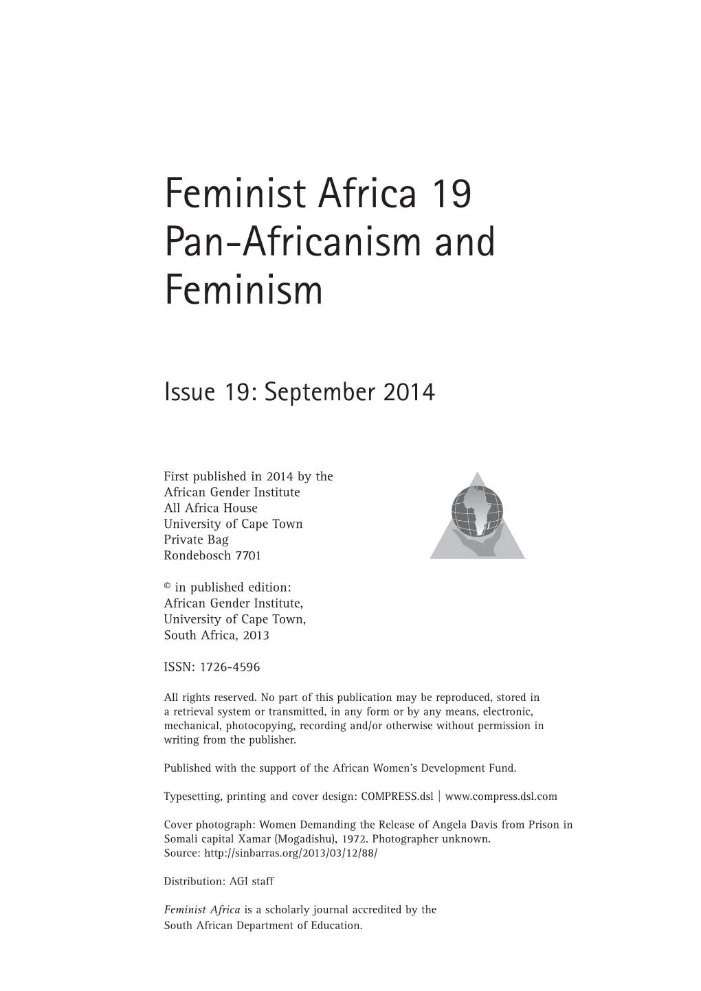 Feminist Africa 19 Pan-Africanism and Feminism