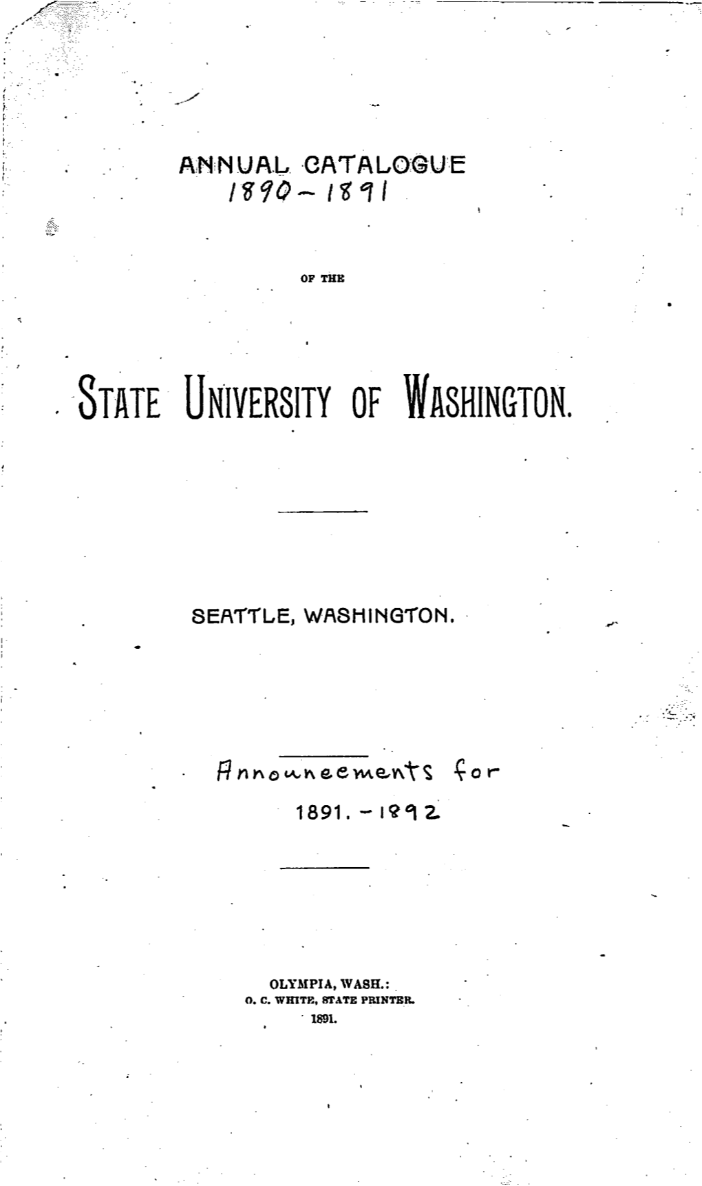 Annual Catalogue of the State University Of