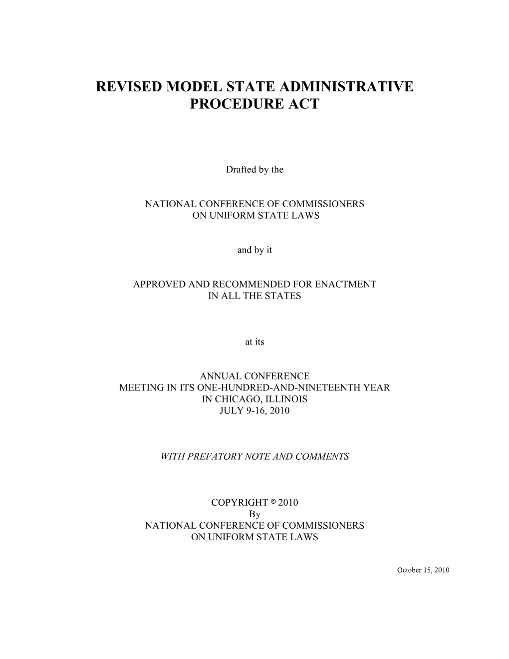 Revised Model State Administrative Procedure Act