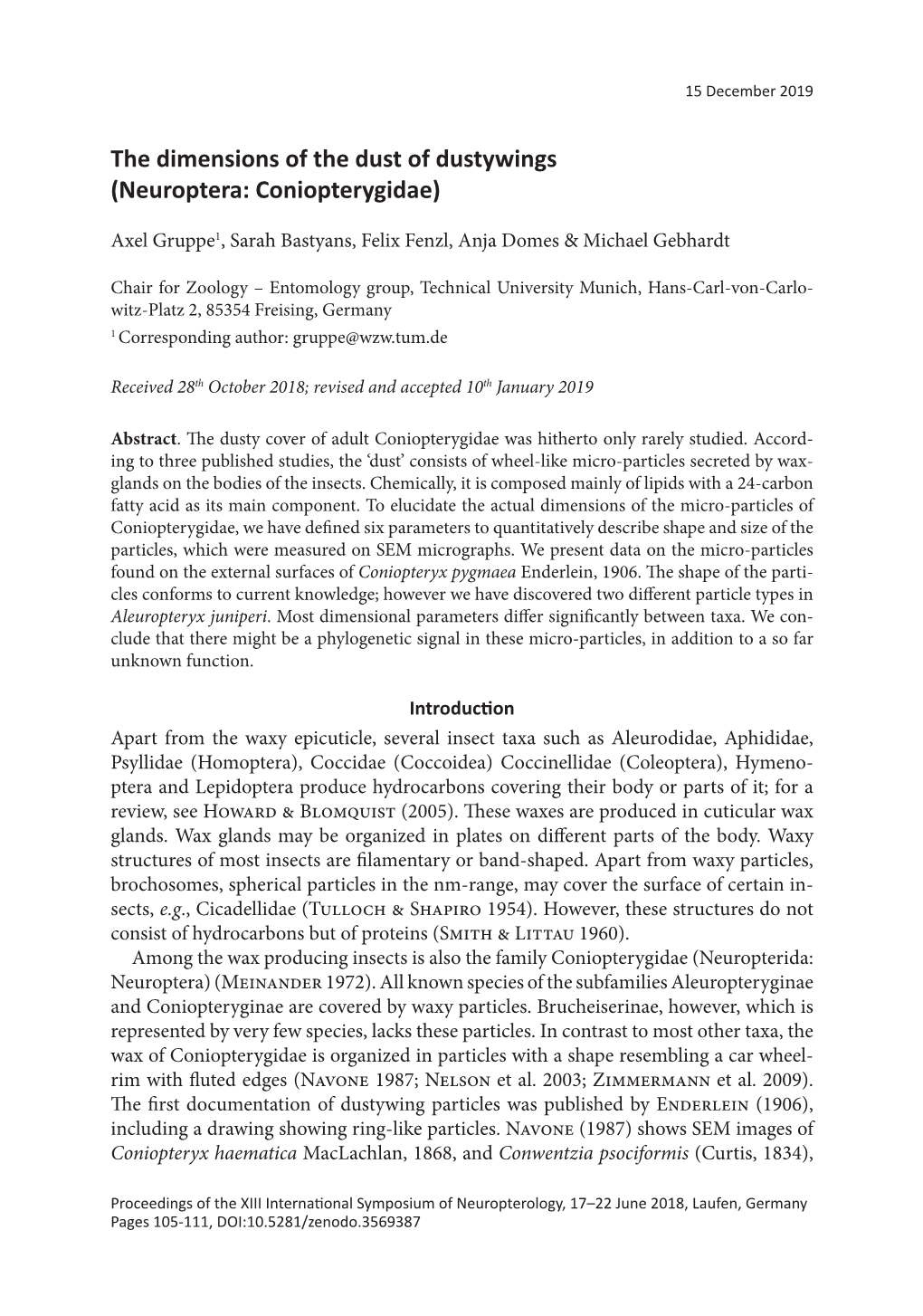 The Dimensions of the Dust of Dustywings (Neuroptera: Coniopterygidae)