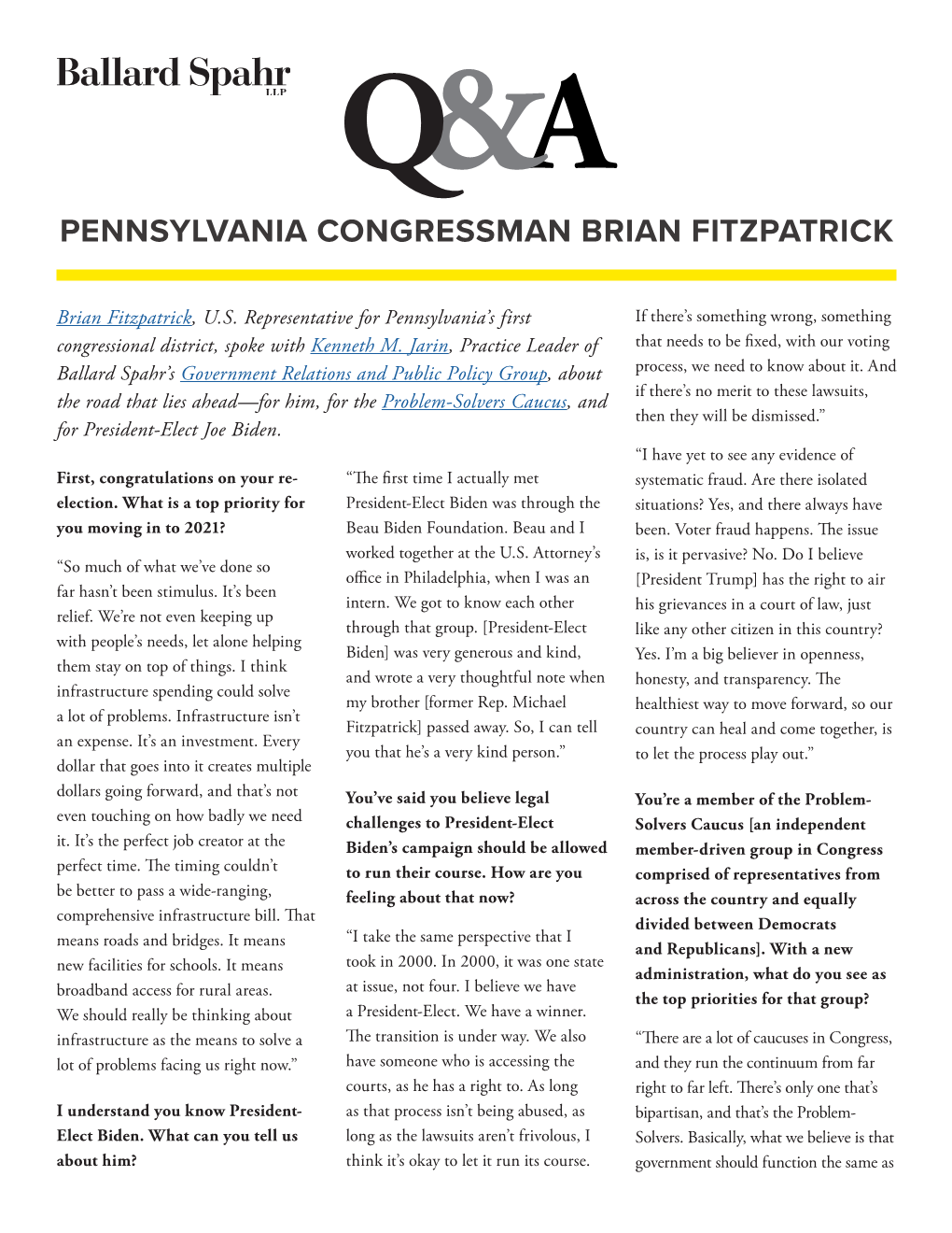 Pennsylvania Congressman Brian Fitzpatrick