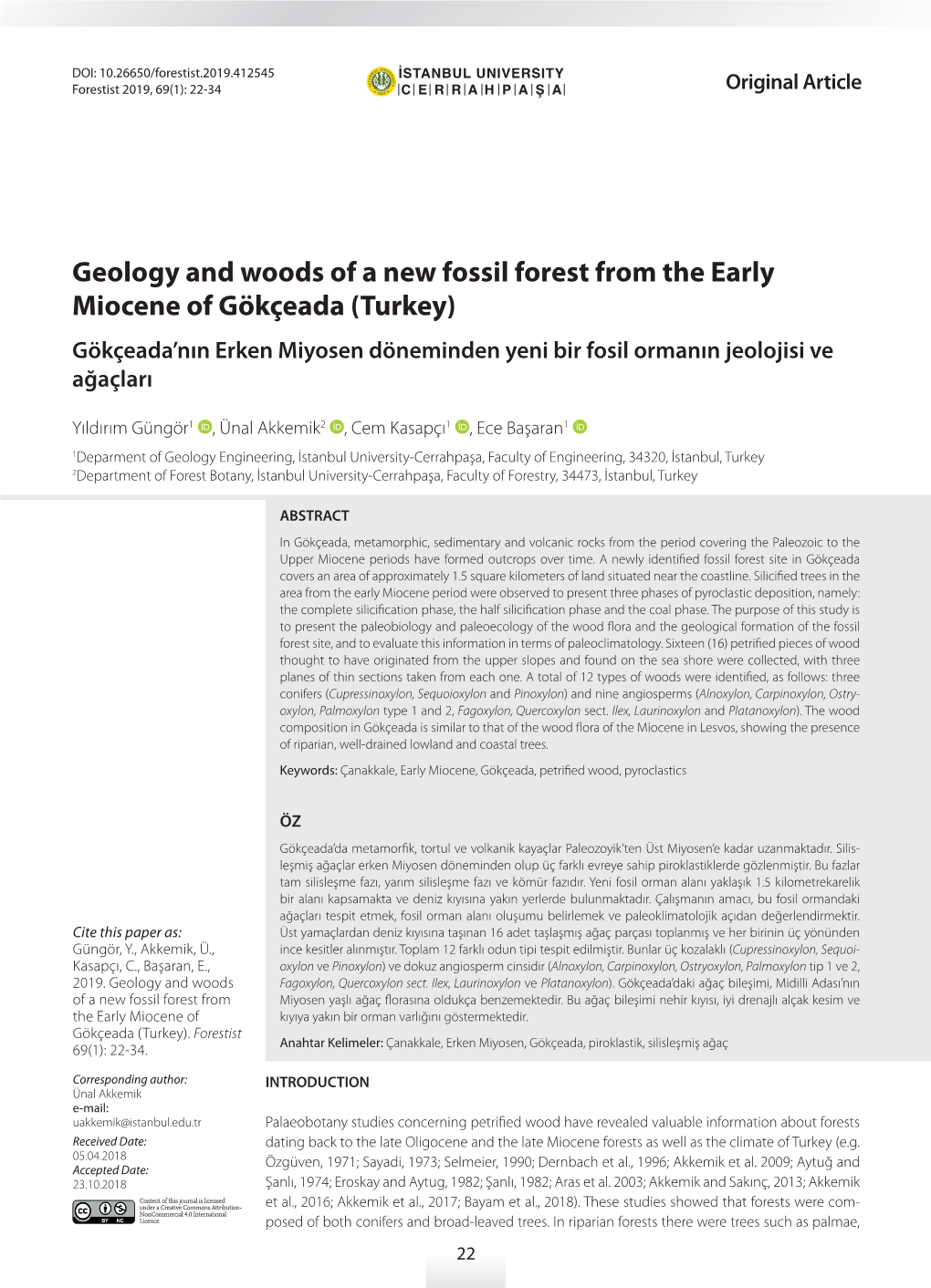 Geology and Woods of a New Fossil Forest from The