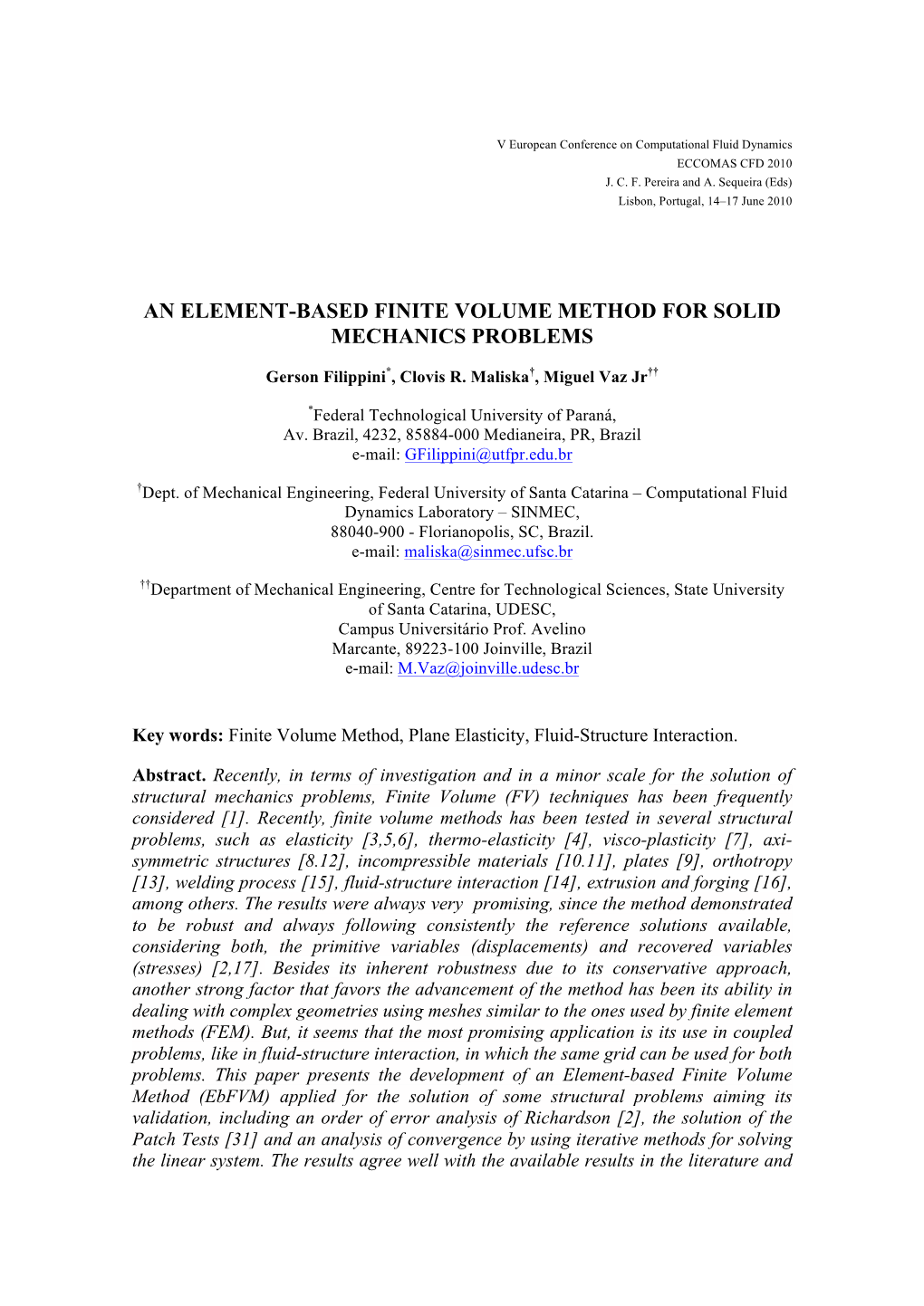 An Element-Based Finite Volume Method for Solid Mechanics Problems