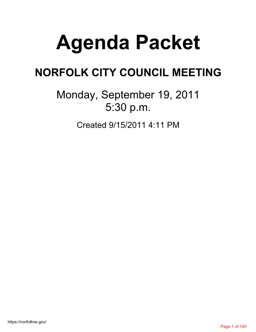 City Council Agenda Packet September 19, 2011