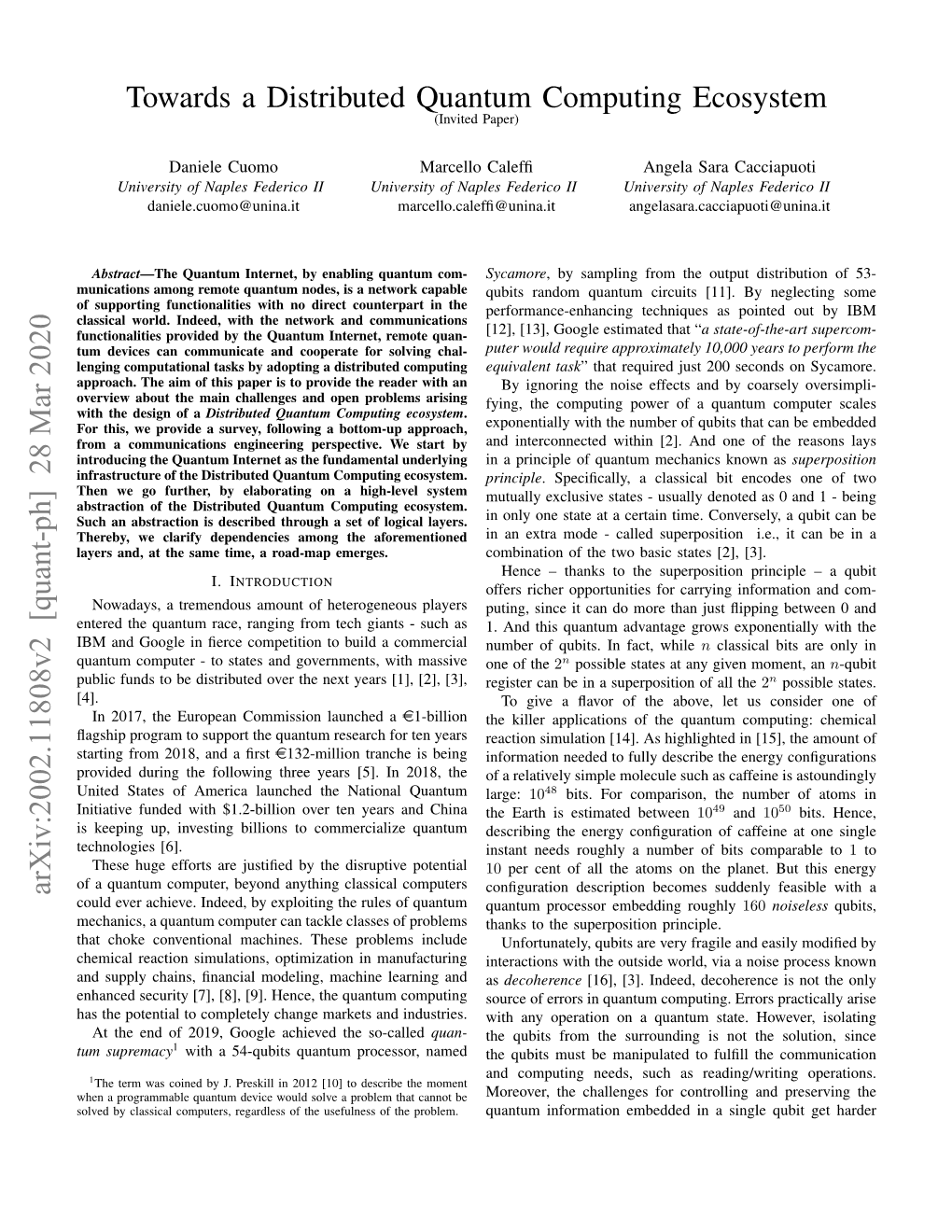 Towards a Distributed Quantum Computing Ecosystem (Invited Paper)