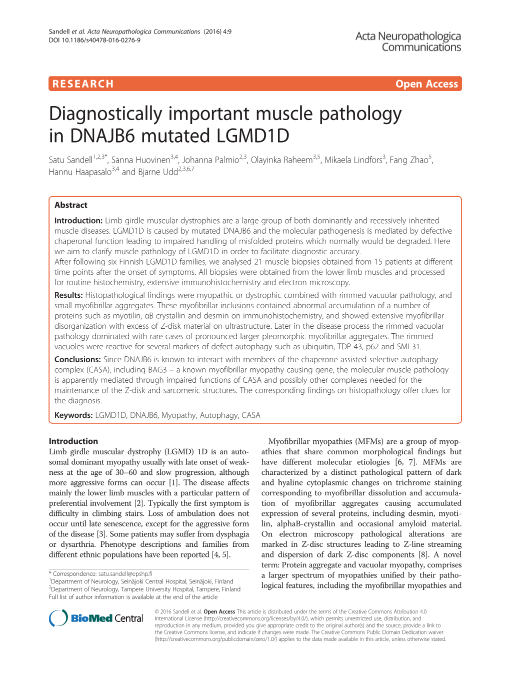Diagnostically Important Muscle Pathology in DNAJB6 Mutated