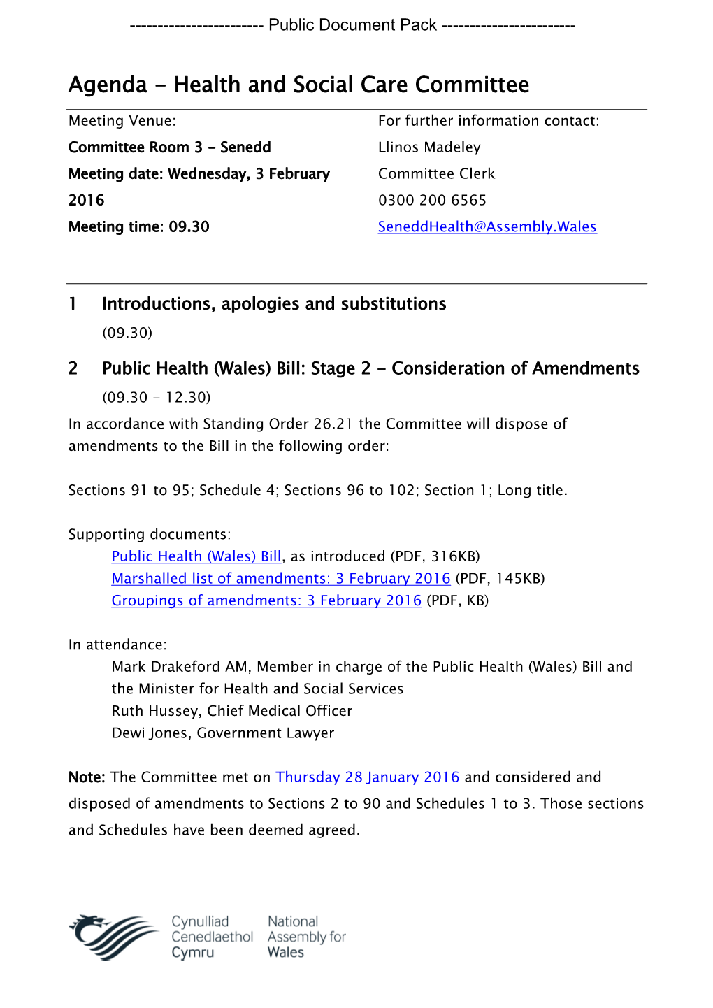 (Public Pack)Agenda Document for Health and Social Care Committee