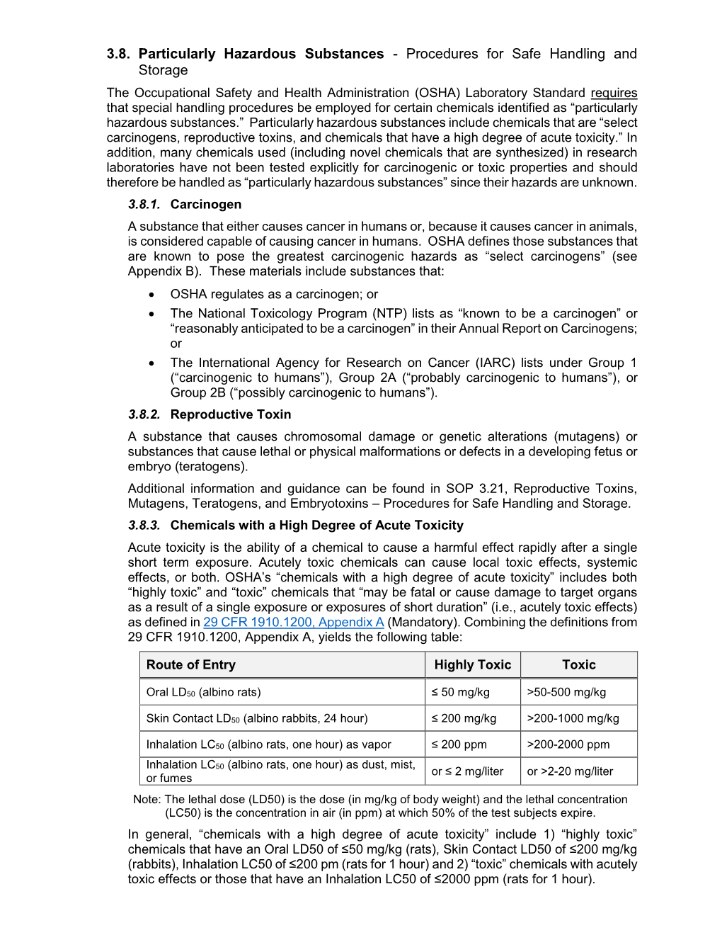 3.8. Particularly Hazardous Substances