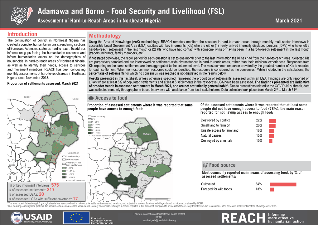 Food Security and Livelihood (FSL) Assessment of Hard-To-Reach Areas in Northeast Nigeria March 2021