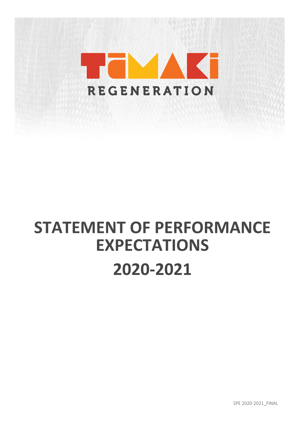 Statement of Performance Expectations 2020-2021