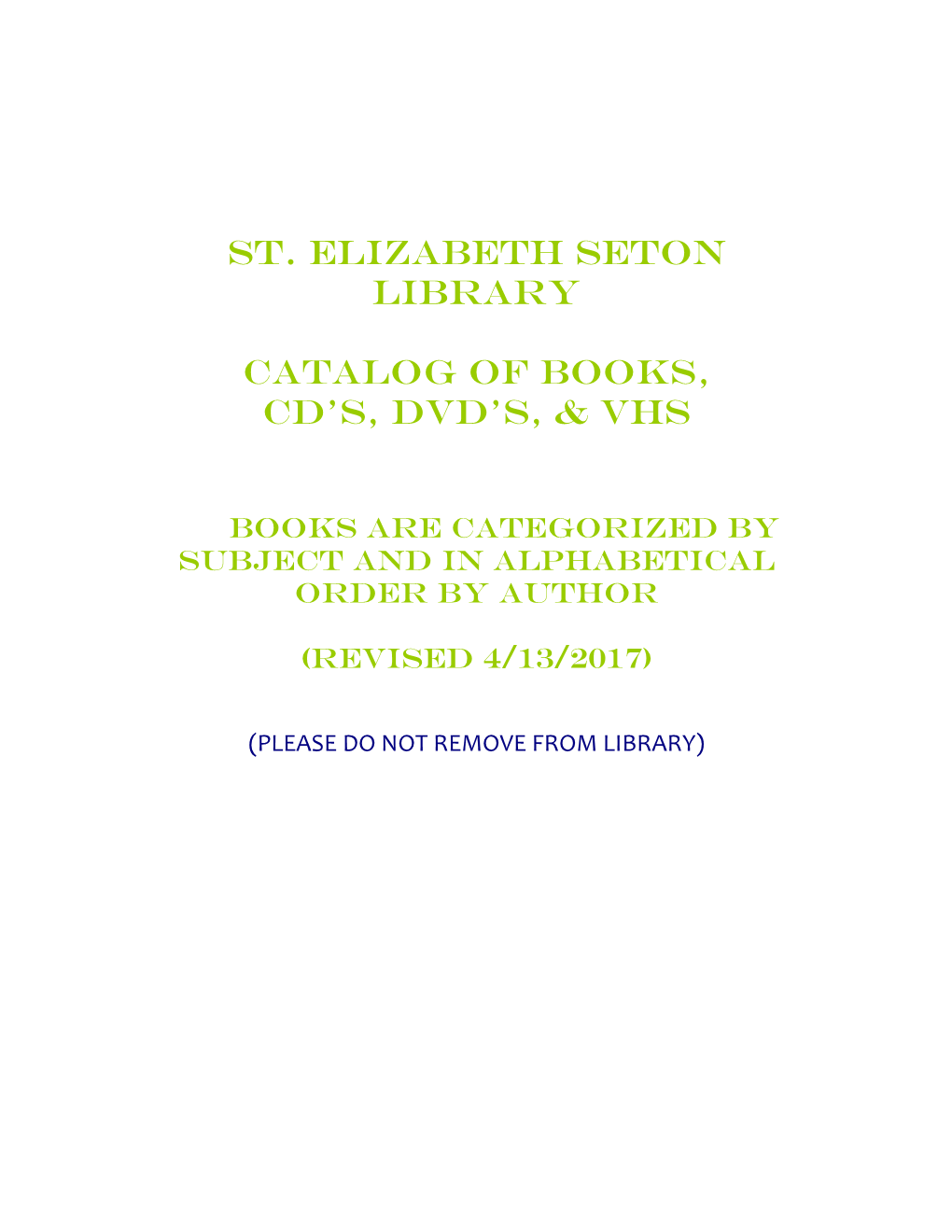 St. Elizabeth Seton Library