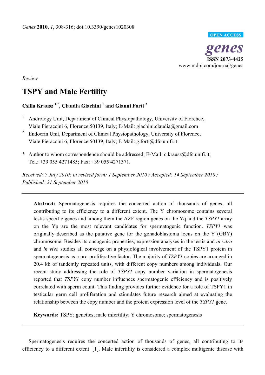 TSPY and Male Fertility