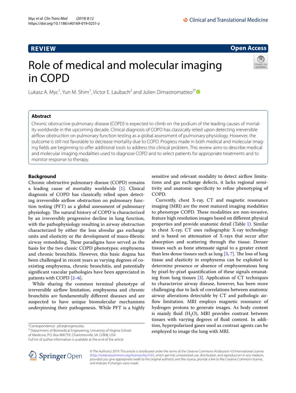 Role of Medical and Molecular Imaging in COPD Lukasz A