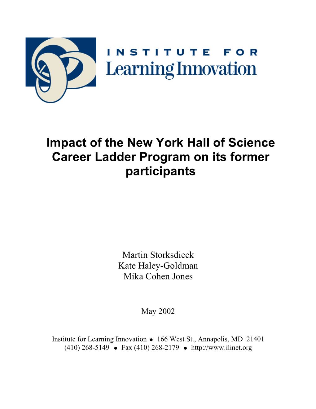 Impact of the New York Hall of Science Career Ladder Program on Its Former Participants